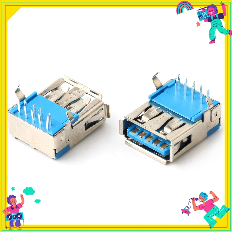 USB3.0   USBFemale  USBConnector  A Female Interface AF 90 Degree Curled Blue Rubber Core High Quality  Usb Connector