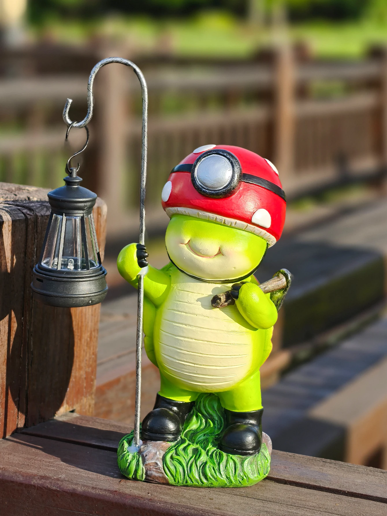 

Solar-Powered Turtle Miner Sculpture with Garden Light Outdoor Garden Lawn Decorative Statue Lamp