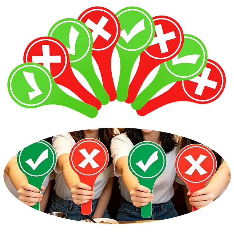 10-20PCS/Pack Double Sided Yes No Paddle Sign Handheld Right Wrong Answer Tag Green Red Travel Food Check In Game Show Props ZYF