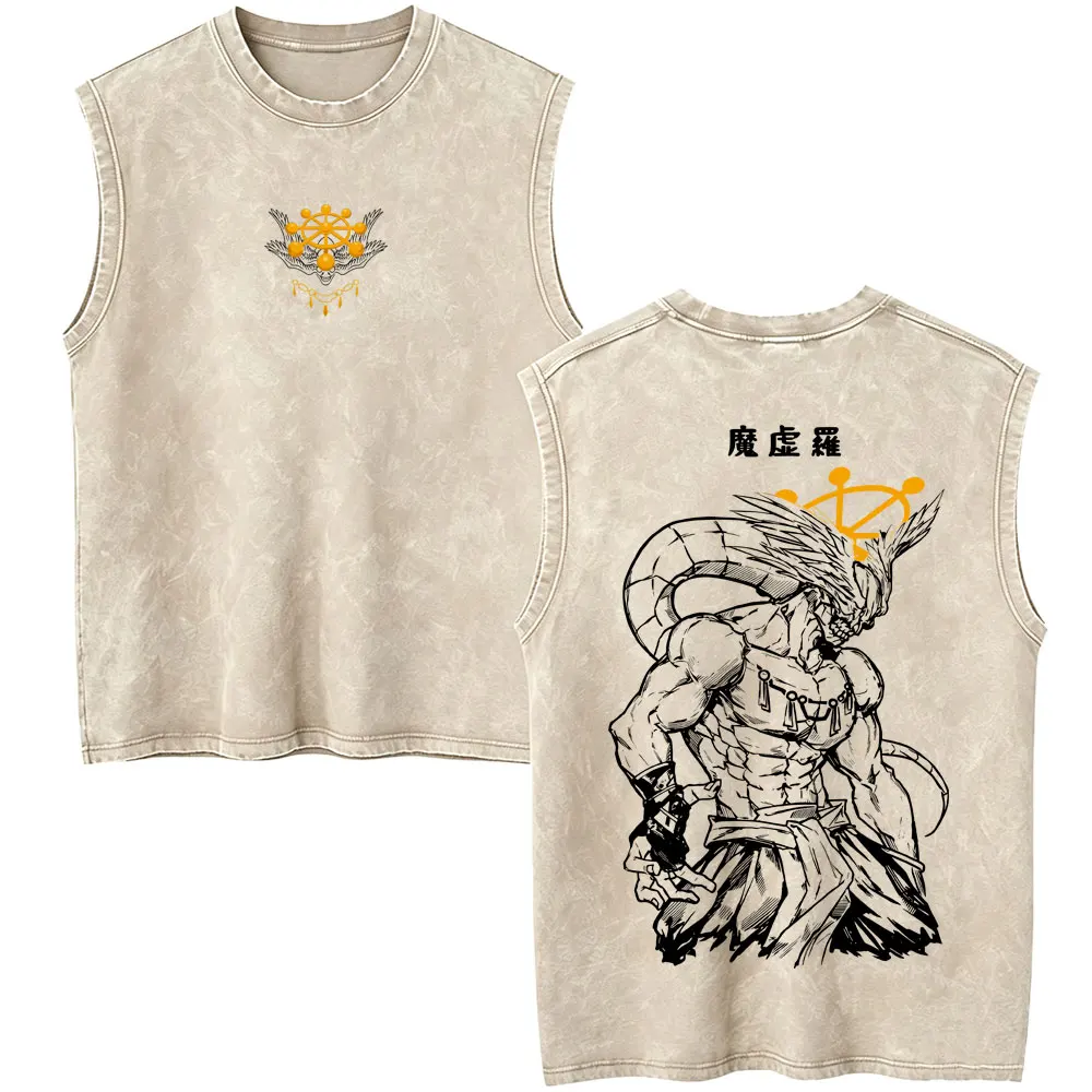 Anime Jujutsu Kaisen Zenin Maki and Fushiguro Toji Forged Strong Vintage Washed Tank Tops Men Manga Cool Sleeveless Vest T-shirt