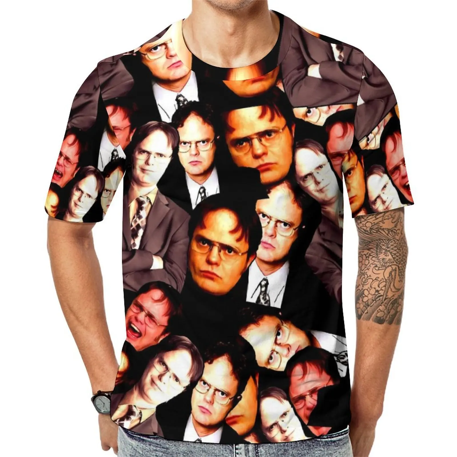 Dwight Schrute T Shirt For Man The Office Printed O Neck T-Shirts Summer Cool Tops Short Sleeves Street Style Oversized Tees