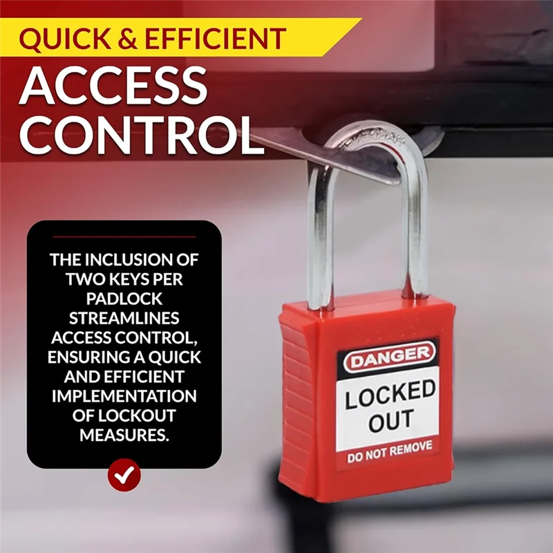 AF90-Lockout Tagout Lock Set - 7 lotolocks rossi, lock out con chiave diversa - lucchetto con 2 chiavi rosse in ottone incluse