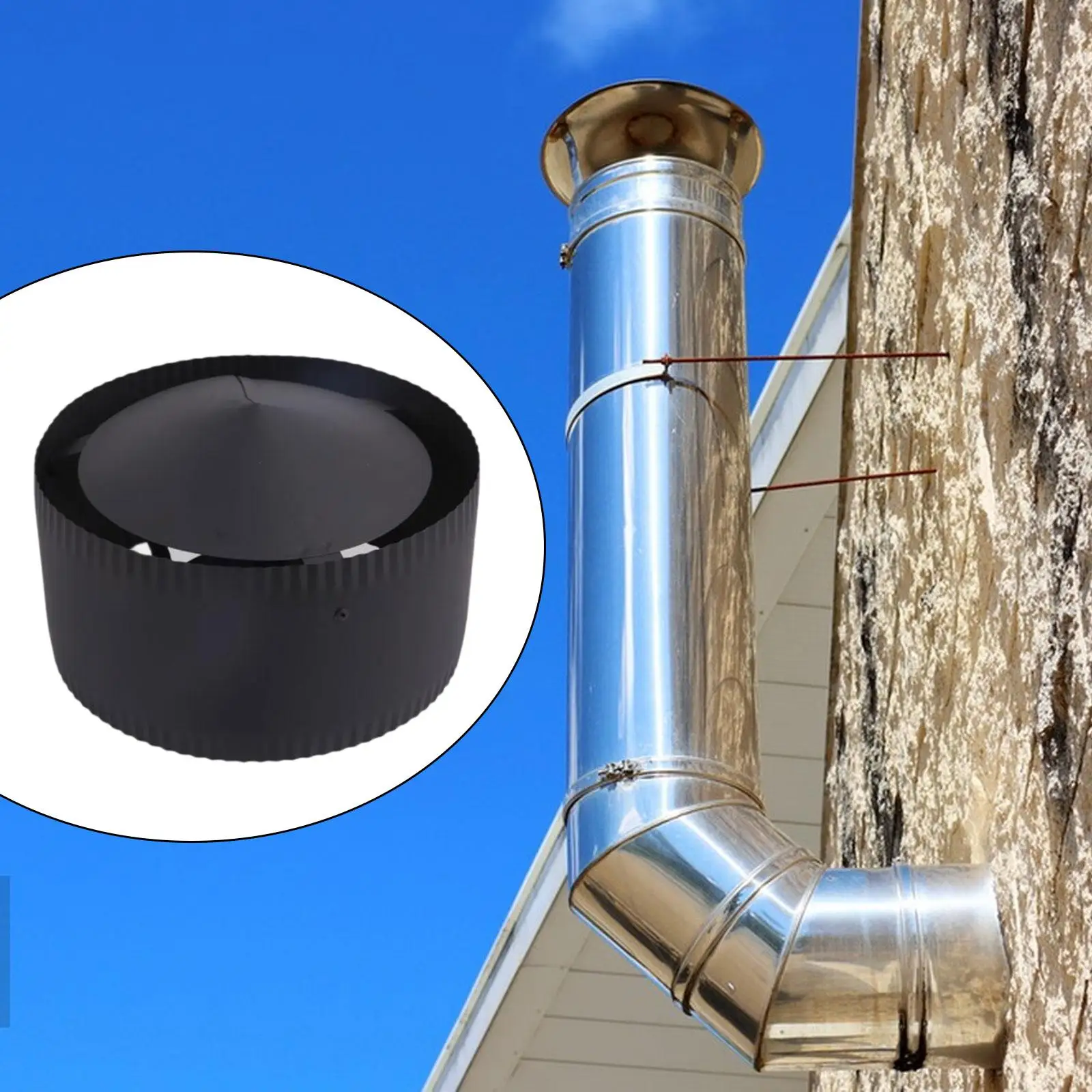 Chimney Cap Roof Cap Outside Easy Install Snow Dust Protection Rain Resistant Protector Flue Cap Chimney Cover Roof Vent Cap