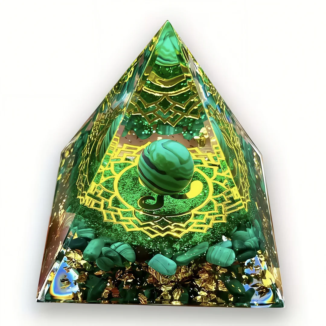 Einzelne Orgon-Pyramide aus Pfauenstein, ideal zur Dekoration Ihres Zuhauses, zur Verschönerung Ihres Büroschreibtisches, Geschenk für Feiertage.