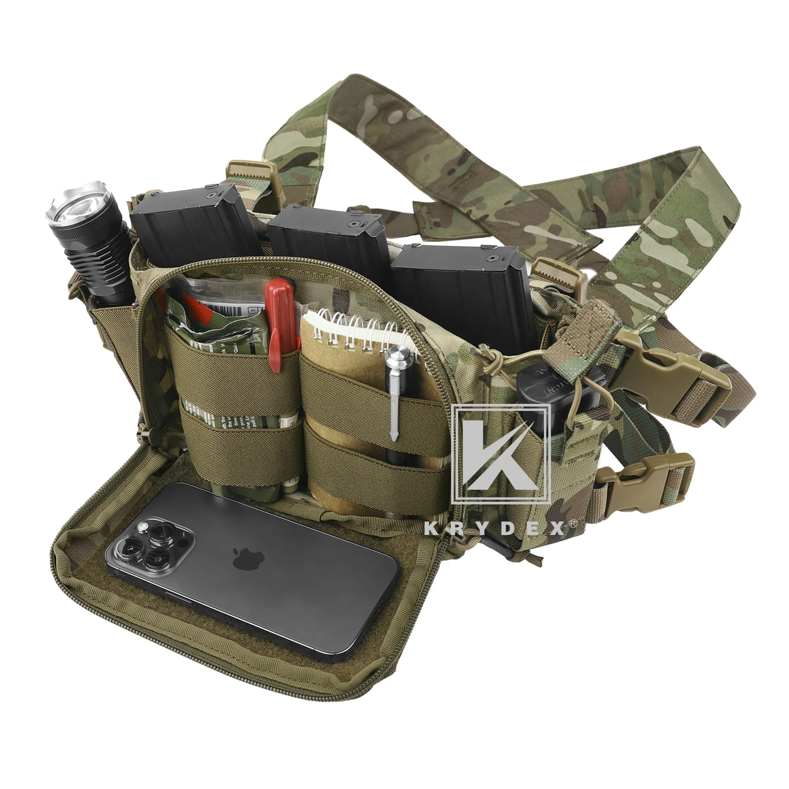 Imagem -04 - Krydex-tactical Peito Rig Leve Colete Militar Caça ao ar Livre Acessórios Airsoft Edc Caza D3crm