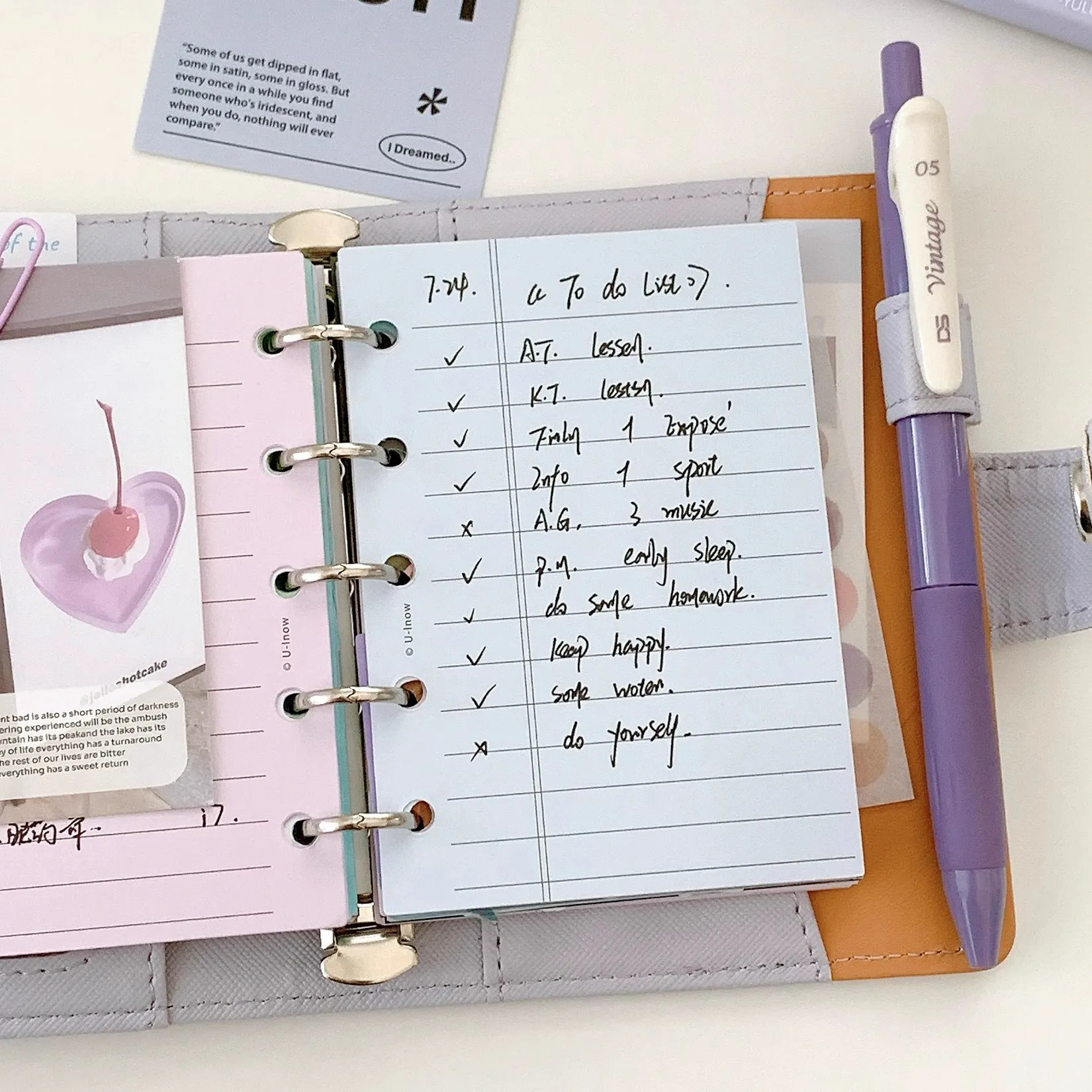 M5 small notebook light purple soft leather photo album binder mini notepad portable pocket diary