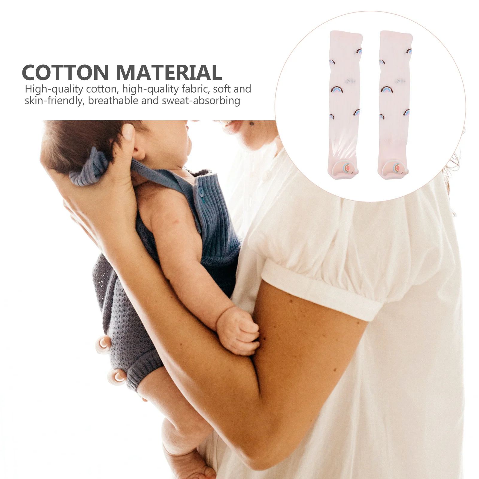زوج واحد من الجوارب المضادة للبعوض للأطفال بتصميم جميل مريح وخفيف الوزن وجيد التهوية من القطن طويل للرضع في الصيف والربيع