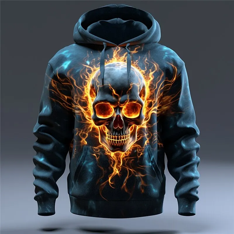 

Quick Dry Material Skull Sweatshirts Essentials Hoodie Vintage Hip Hop Street Fashion Hoodies For Men High Quality Male Top