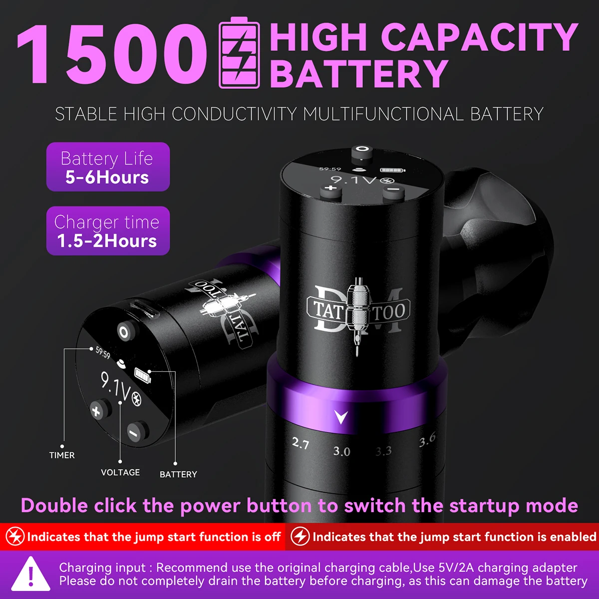 DM Venom/Gorilla Tattoo Machine Wireless Adjustable Stroke Tattoo Machine With 2300mAh Powerful Color Screen Battery Tattoo Art