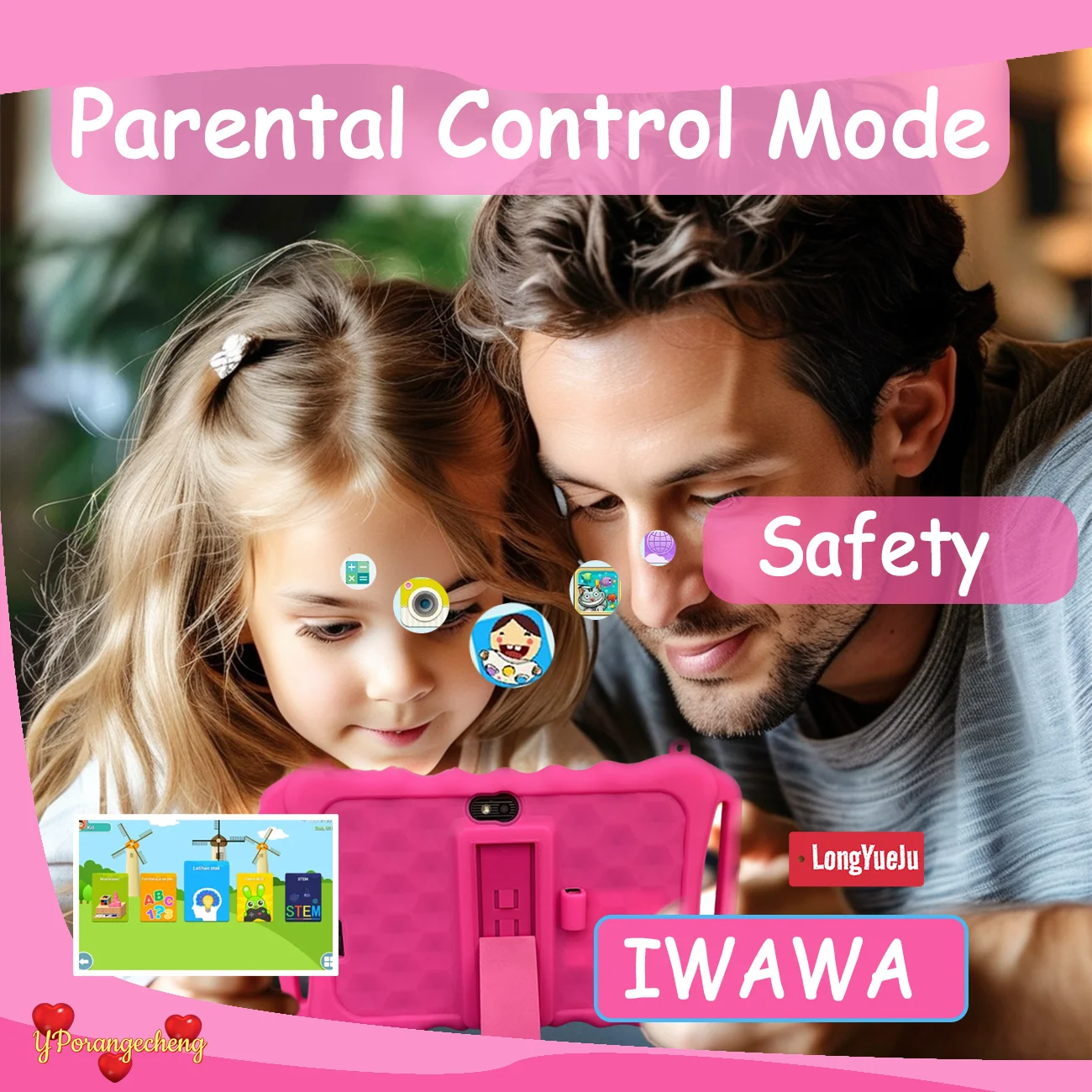 Tableta para niños de 7 pulgadas con estuche a prueba de golpes: tableta Android educativa para niños, Navidad, regalo de cumpleaños para niñas y niños