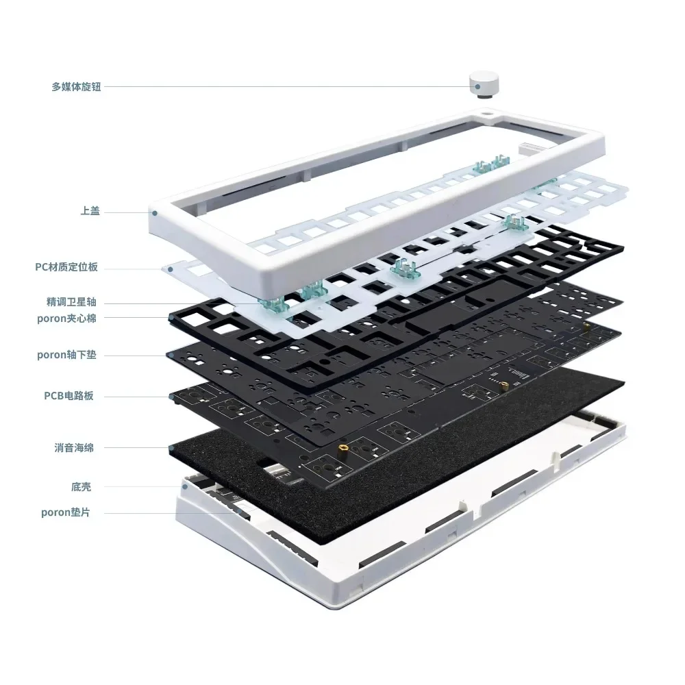 ARO66-Tri-Mode Teclado Mecânico Bluetooth Sem Fio, RGB Gaming Kit Teclado, Hot Plug, Junta Estrutura, Mahjong Botão de Chave Tone, 68 Chaves