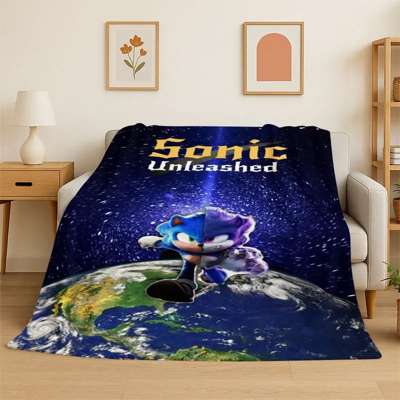 Classic Game S-Sonic Cartoon Soft Flannel Throw Blanket,Cozy Blanket for Bed,Couch,Sofa,Bedroom,Living Room,Travel,Picnic kids