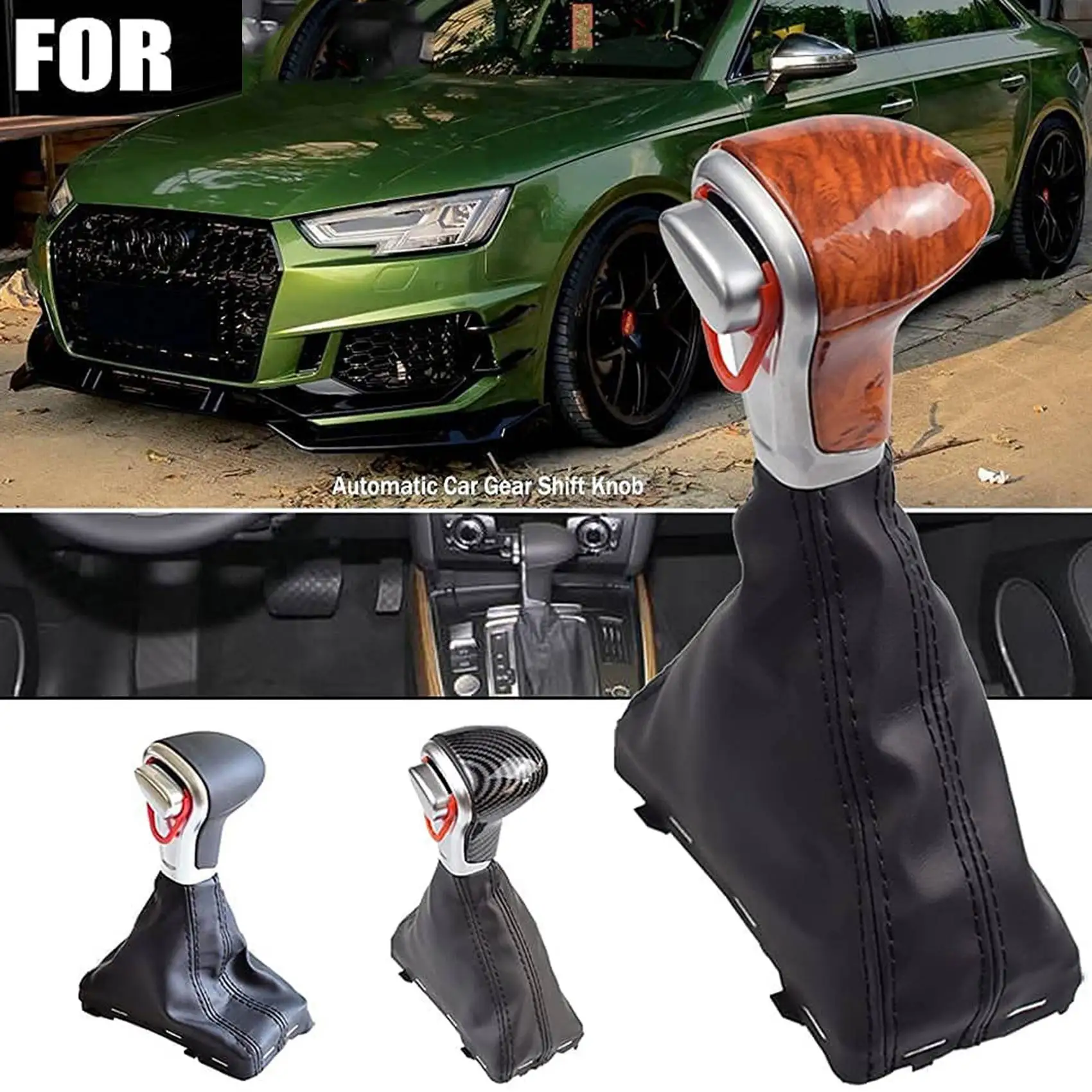 Car Gear Shift Knob Lever Stick Gaiter Boot Cover with Dust Cover for for-Audi A5 A4L Q5 B8 B8PA B9 2009-2016 C