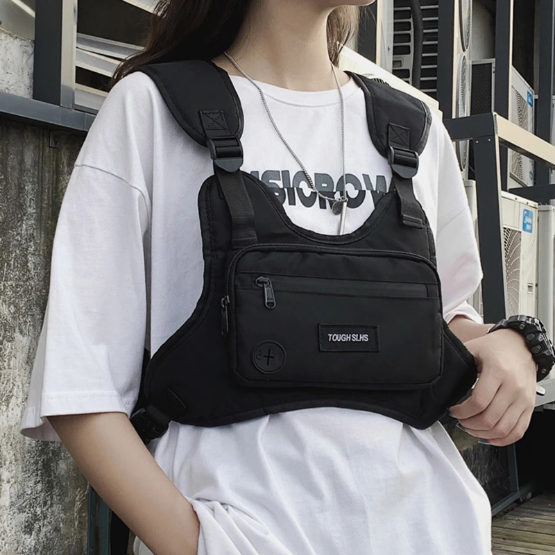 Borsa sul petto Hip Hop Streetwear Fashion marsupio funzionale di grande capacità sport Casual Oxford Vest Bag per uomo donna