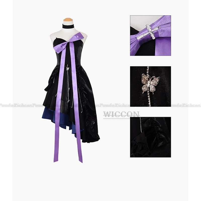 لعبة Genshin تأثير Keqing ازياء تأثيري للنساء ، زي أنيمي ، شعر مستعار ، فستان لوليتا ، أرجواني ، هالوين