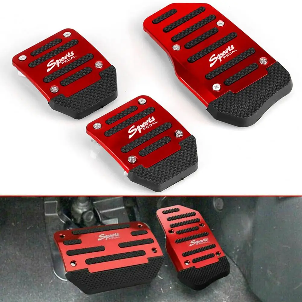 3 Pcs/set Universal Aluminum Manual Series Automatic Non-Slip Car Pedal Cover Kit Gear Brake Accelerator Foot Pedal Pad Cover