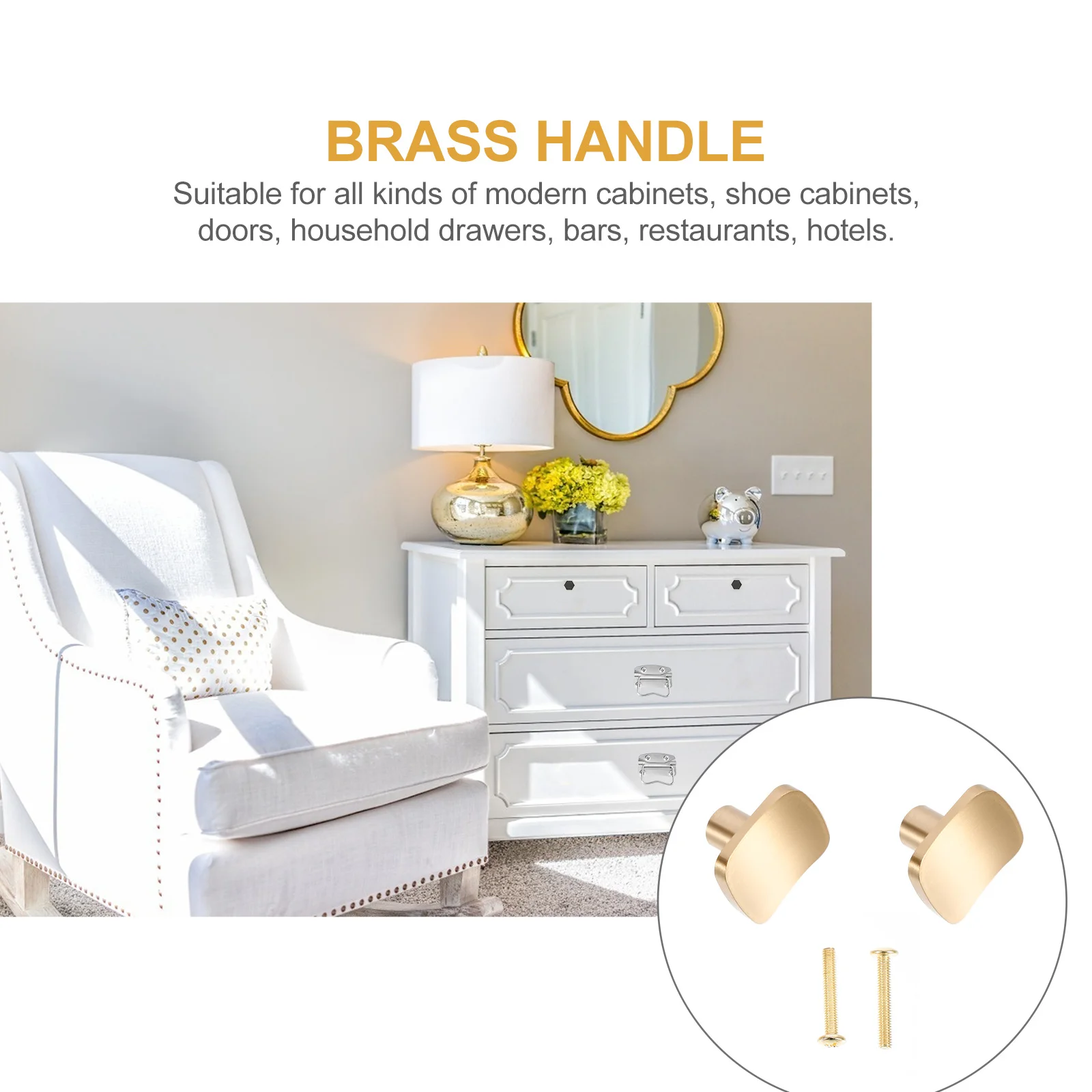 

2pcs Square Pillow Pull Handle Premium Brass Wear-Resistant Cabinet Drawer Furniture Knob Replacement Golden Hardware Wardrobe