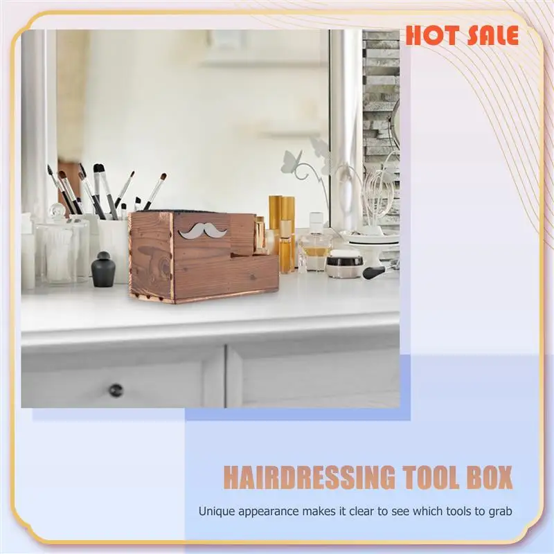 ABFA Wood Hairdressing Tool Box Hair Salon Shear Holder Hair Cutting Scissors Rack Storage Container Barber Tools Holder