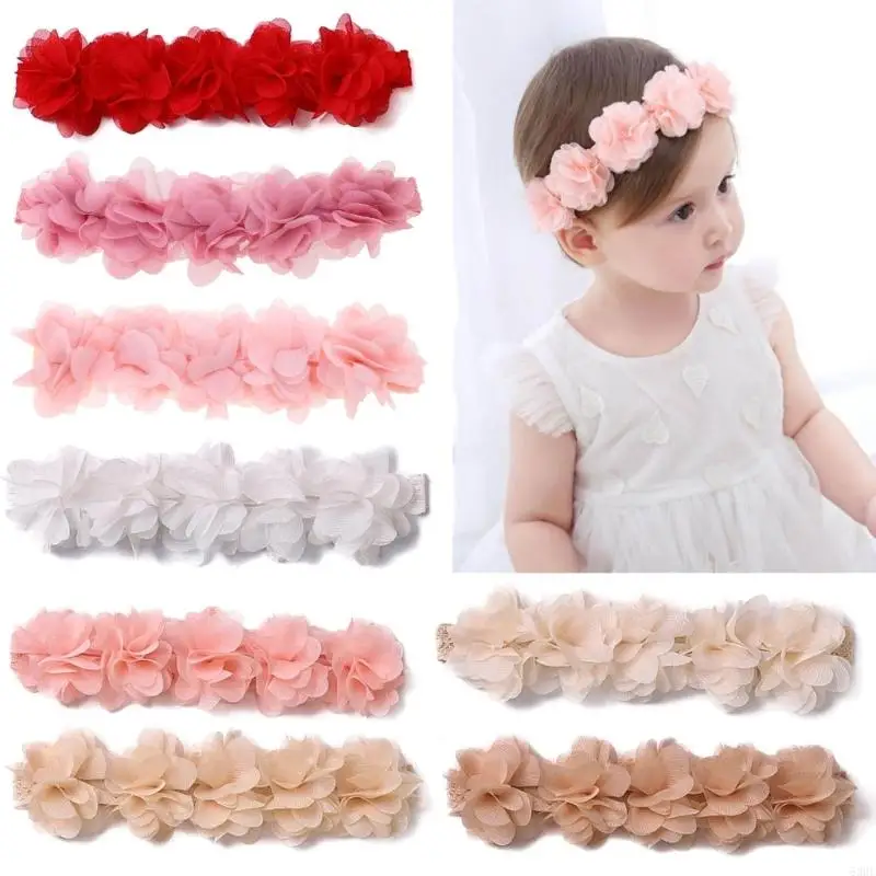 63HE Baby Girls Headwear Newborn Elastic Flower Hairband Toddlers Headdress Sweet Headpiece Children Hair Accessory