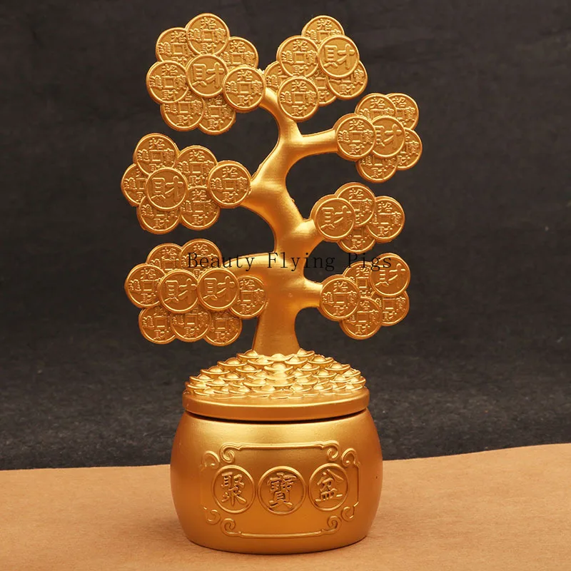 1pc,Chinese Style,Metal Wealth Tree, Ornament Rotating Wealth Tree, Wine Cabinet Decoration, Home Decoration, Absorbing Wealth