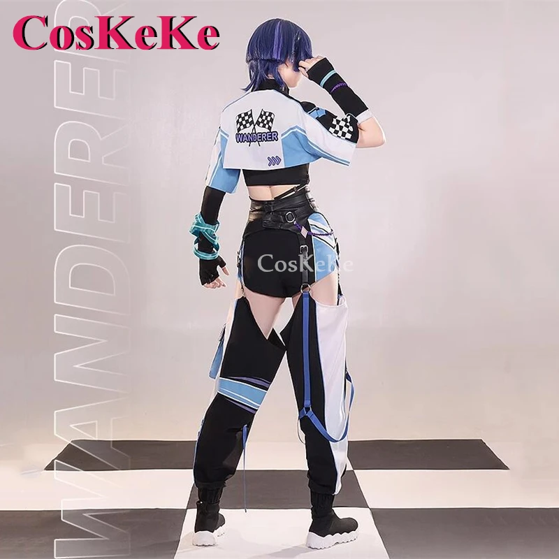 CosKeKe Wanderer/Scaramouche Cosplay Anime Genshin Impact Costume Derivative Product Handsome Racing Driver Uniform Daily Wear