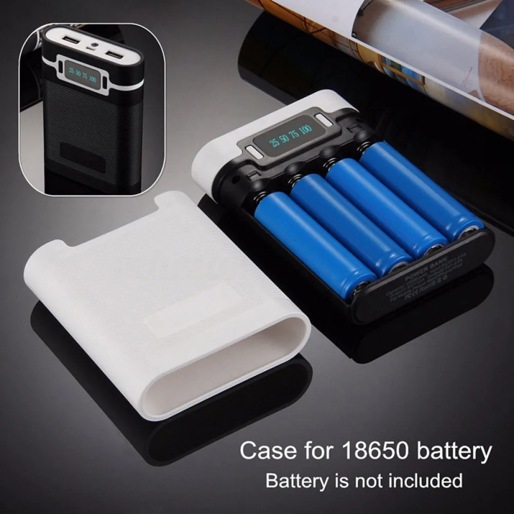 DIY Shell 4*18650 Battery Holder Power Bank Case Dual USB Mobile Phone Charger 18650 Battery Storage Box 2000mAh-12000MAh 5V