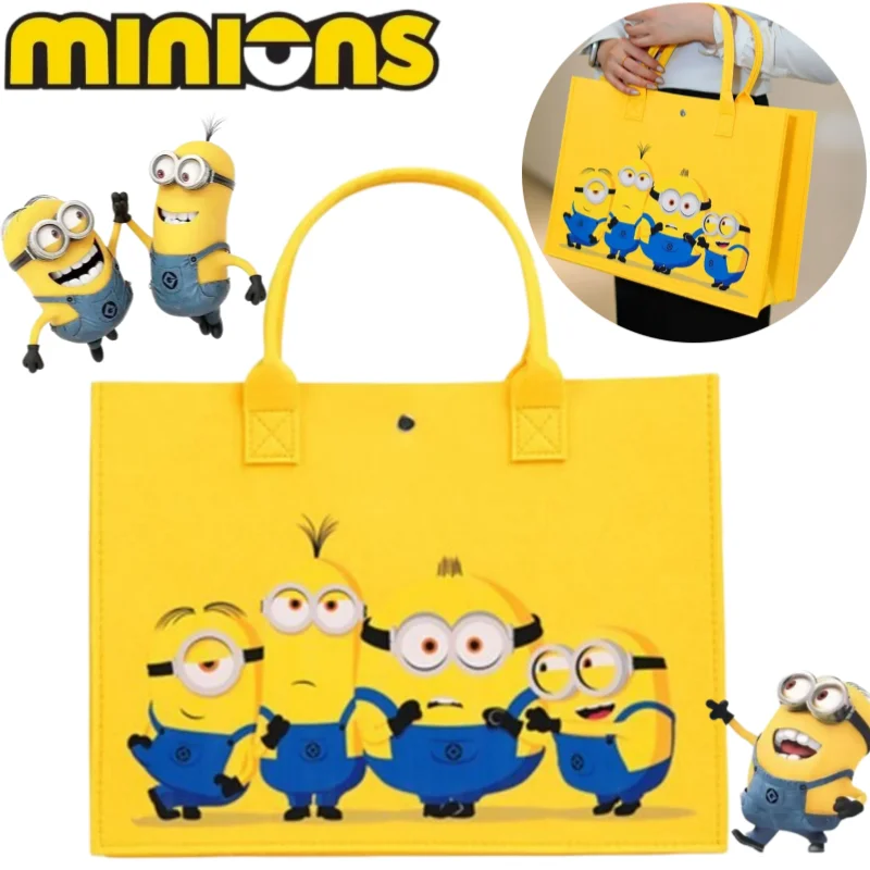 

Minions Despicable Me Kevin Stuart single-shoulder bag high-quality anime cartoon print large-capacity portable felt tote bag