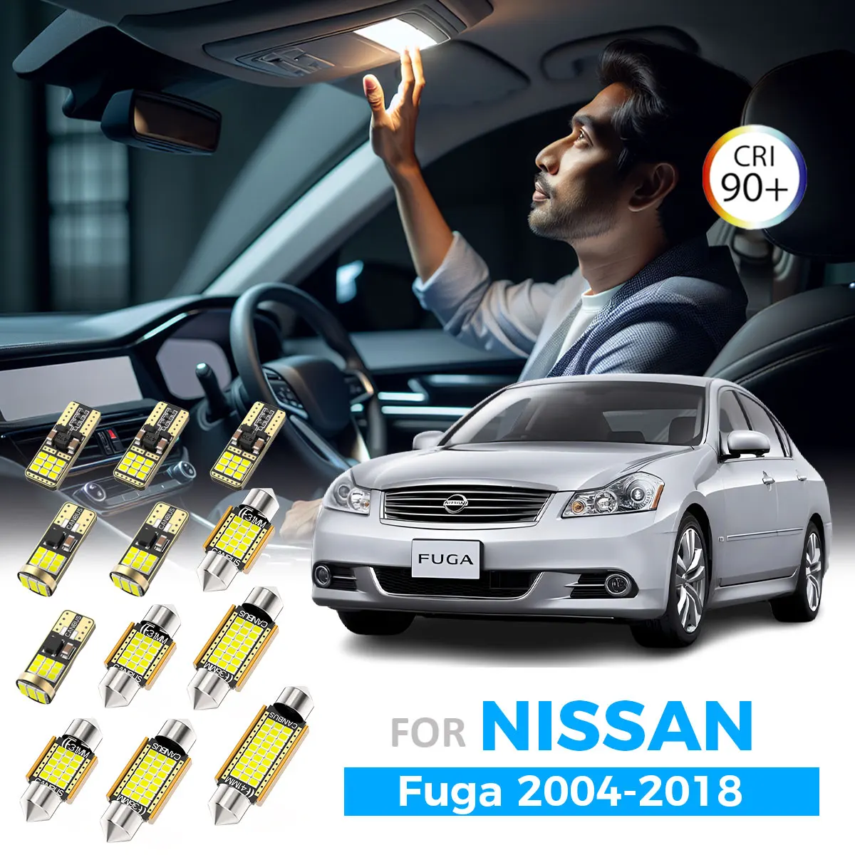 

AENVTOL Car LED Interior Lights Kit For Nissan Fuga Y50 Y51 2004-2007 2008 2009 2010 2011 2012 2013 2014 2015 2016 2017 2018