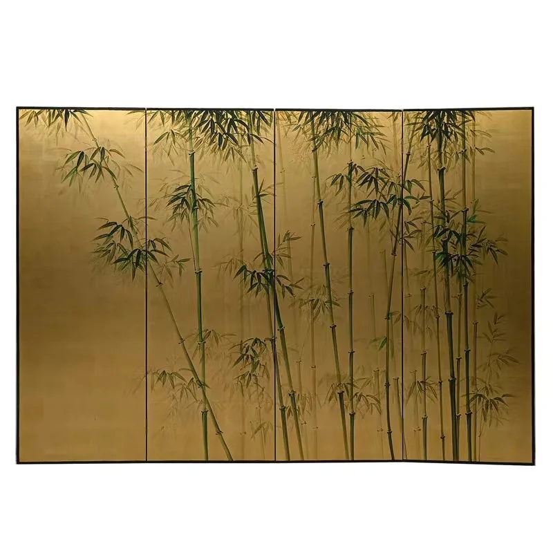 

Screen hand-painted bamboo villa living room office clubhouse hotel restaurant mobile folding screen