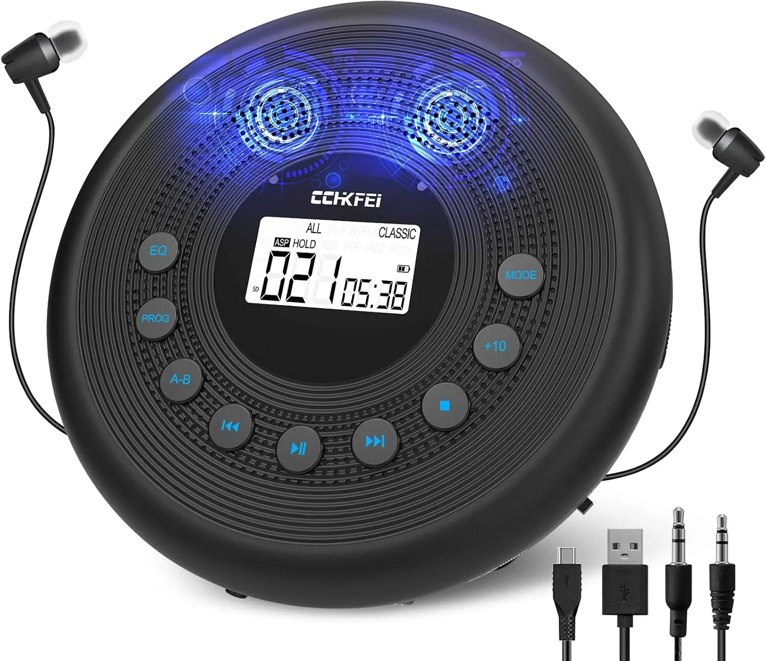 

Portable CD Player with Speaker,Rechargeable 1400mAh CD Player Portable with Shockproof/Anti-Skip Protection,Headphones and AUX