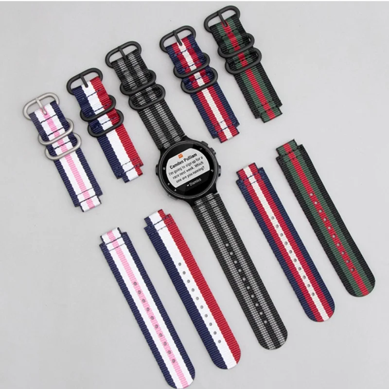 For Garmin forerunner220 230 235 620 735XT nylon watchband canvas watch strap Convex mouth Bracelet Wristband Accessories