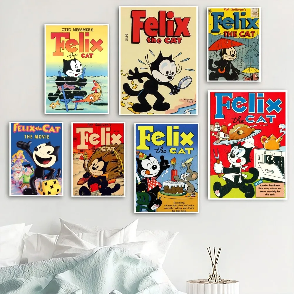 Cartoon F-Felix the Cat Cute Poster Home Room Decor Livingroom Bedroom Aesthetic Art Wall Painting Stickers