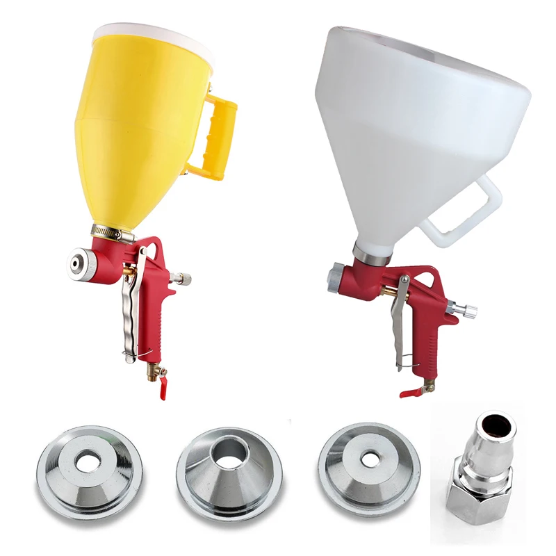 Air Hopper Cement Spray Gun Paint Texture Tool Drywall Wall Painting Sprayer with 4 Nozzle Putty Foam Coating Air Paint Sprayers