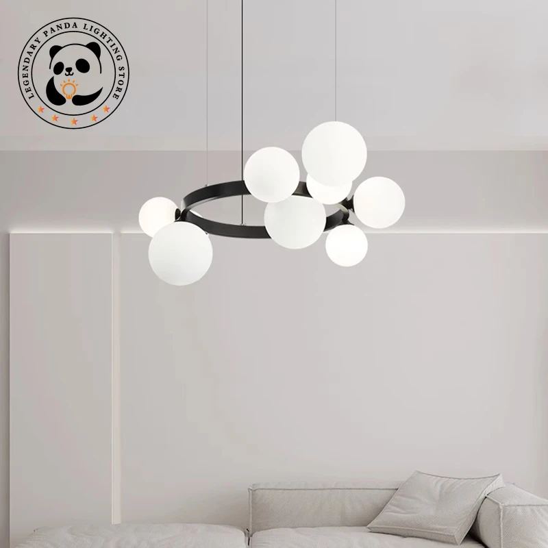 

Contemporary Minimalist Pendant Light Creative Round Glass Lampshade Bedroom Woonkamer Kitchen Homestay Restaurant LED Luminaria