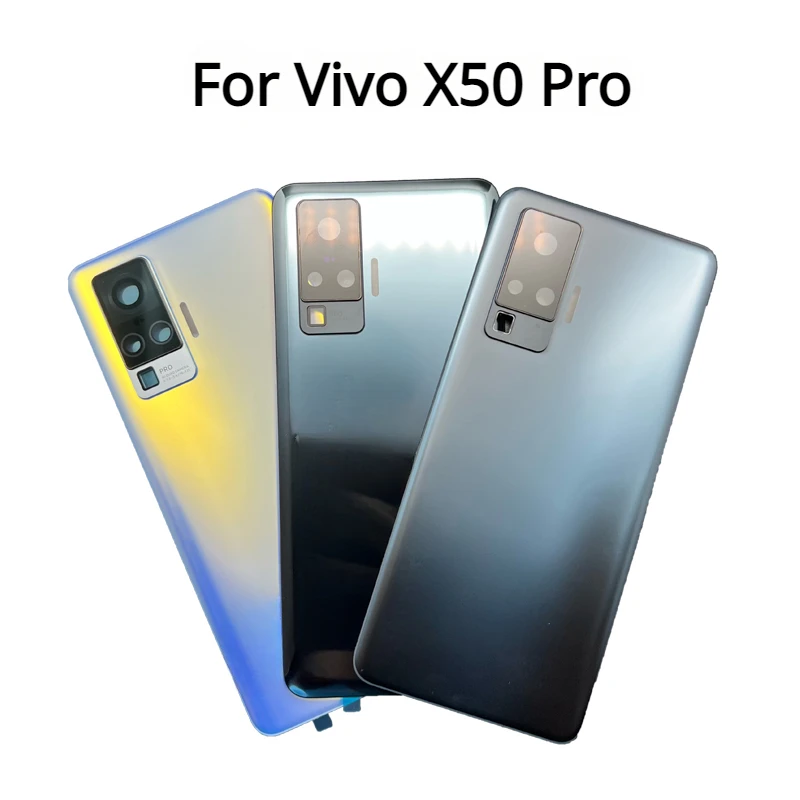 Back Cover For Vivo X50 Pro V2005A 2006 Battery Cover Rear Door Glass Housing Case Replacement with Camera Lens