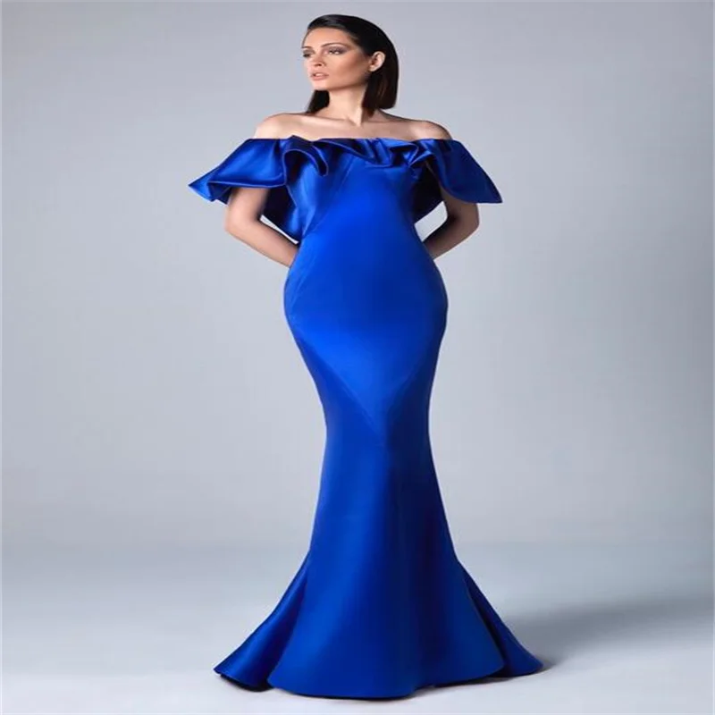 Robe de Soirée Longue en Forme de Sirène pour Femme, Tenue Élégante et Simple, Disponible en Bleu Marine, pour Bal de Promo, Nouvelle Collection, LL218