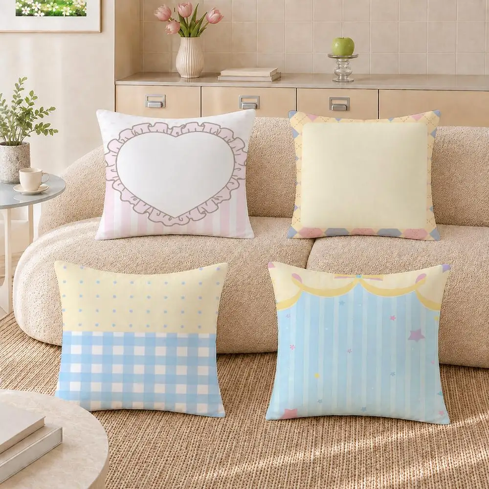 Sweet Pastel Frame Cushion Cover Pillowcase Sofa Living Room Home Gift Office Decor Protective Covers