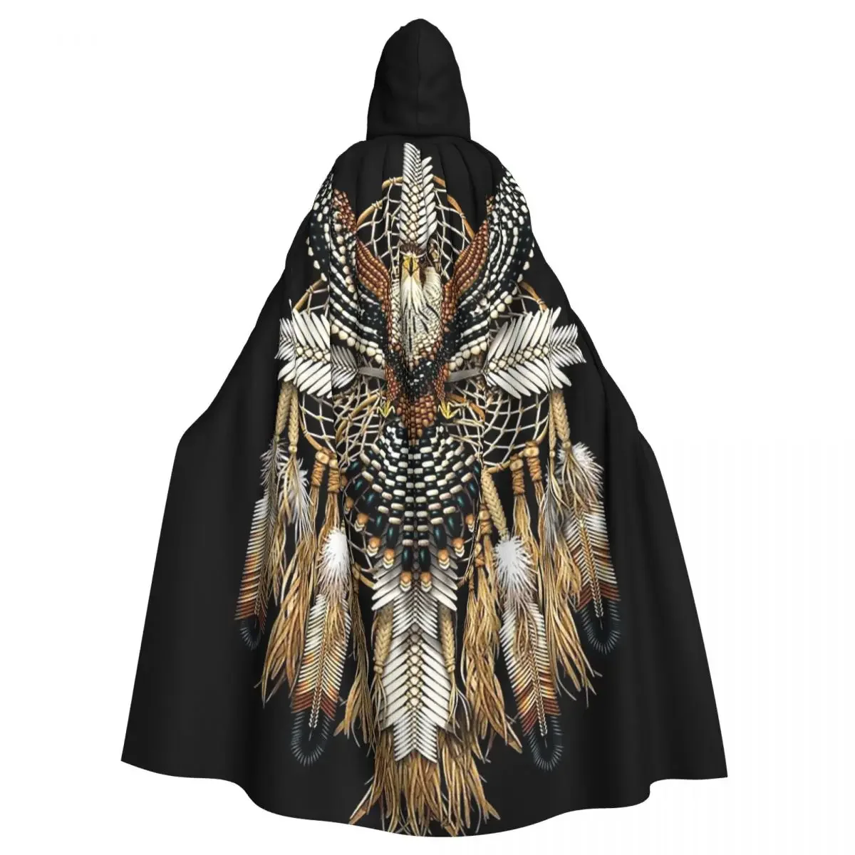 Native Mandala Owl American Long Hooded  Witch Medieval Costume Cosplay Cape HalloweenParty Adult Unisex