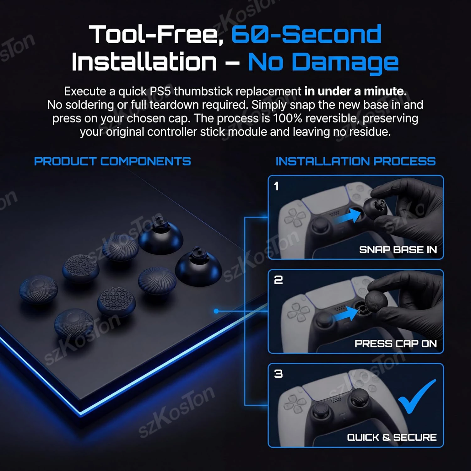 For PS5 PS4 Controller Replacement Thumbstick Caps for Switch Pro Xbox Series S/X Analog Joystick Grips Button Cover Repair Set view 6