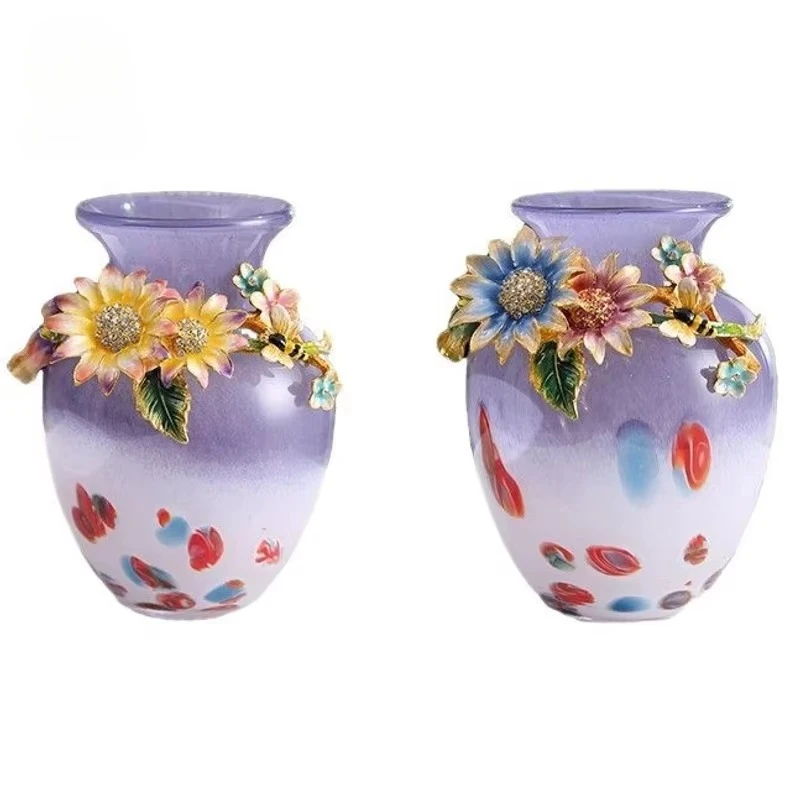 &c Factory Direct Selling Antique Handmade Gradient pink purple Stained Glass Vase Medieval Design Wedding Birthday Light Luxury