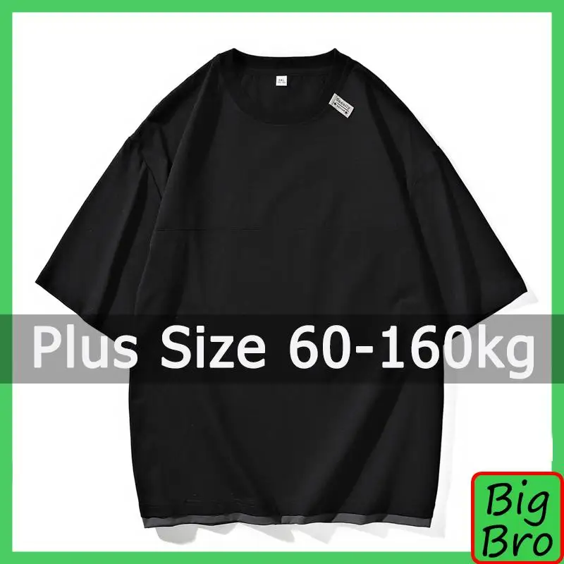 Plus Size 60-160kg Summer T-shirt for Men Big Size 9XL 10XL Loose Short Sleeve Round Neck Oversized Tee