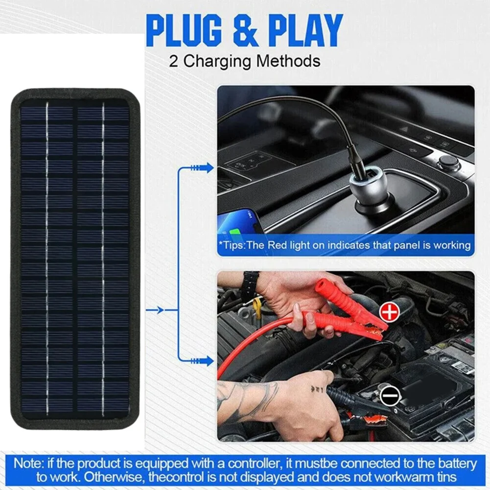 Efficient Battery Charger 12V Solar Charger Camping Built-in Blocking Diode High Solar Efficiency Power Output 12W