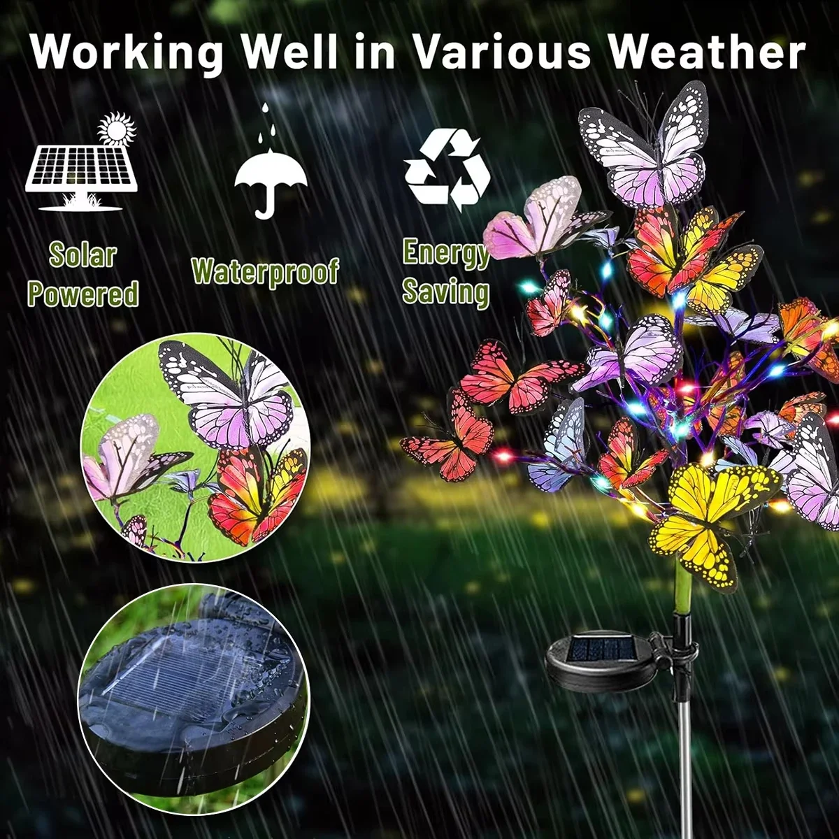 Pop Solar Garden Light Outdoor Waterproof Decorative Solar Light LED Butterfly Solar Lights For Garden Yard Patio Lawn Outdoor D