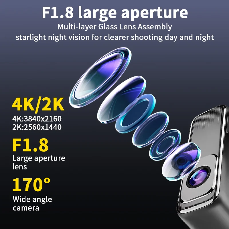 4K/2K Car Dash Cam with WiFi, Front 4K/2K+Rear 1080p ,24H Parking Monitor, Loop Recording, G-Sensor, Super Night Vision for Car