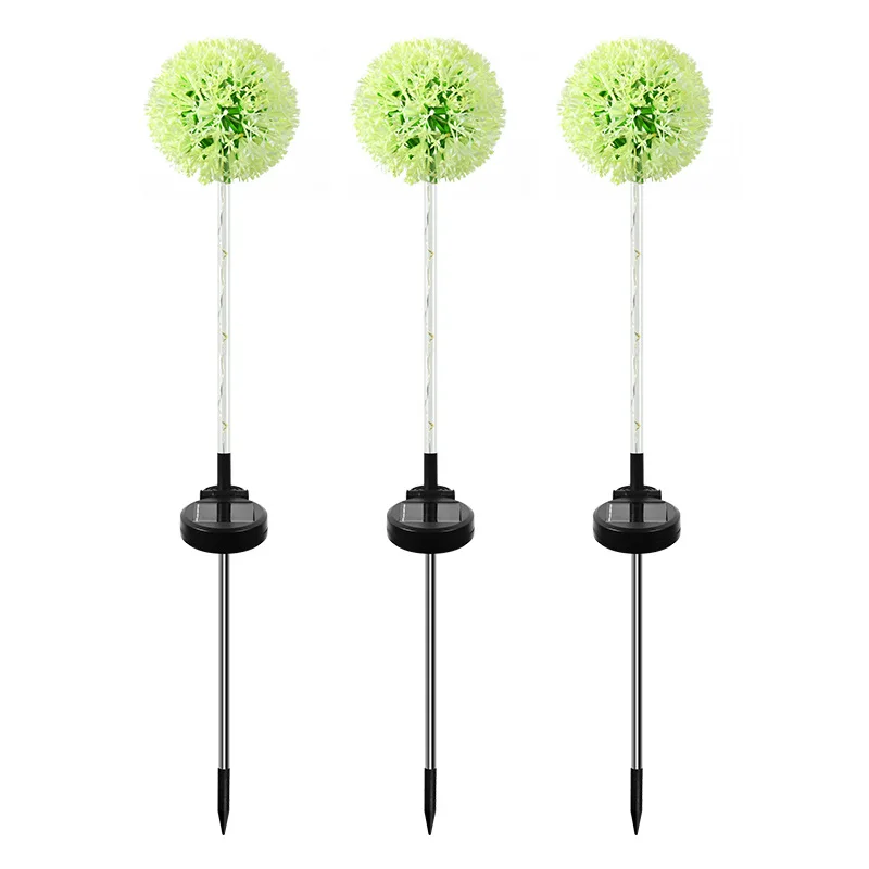 2pcs/Set Led solar dandelion light outdoor courtyard garden decorative light simulation green onion ball inserted ground light