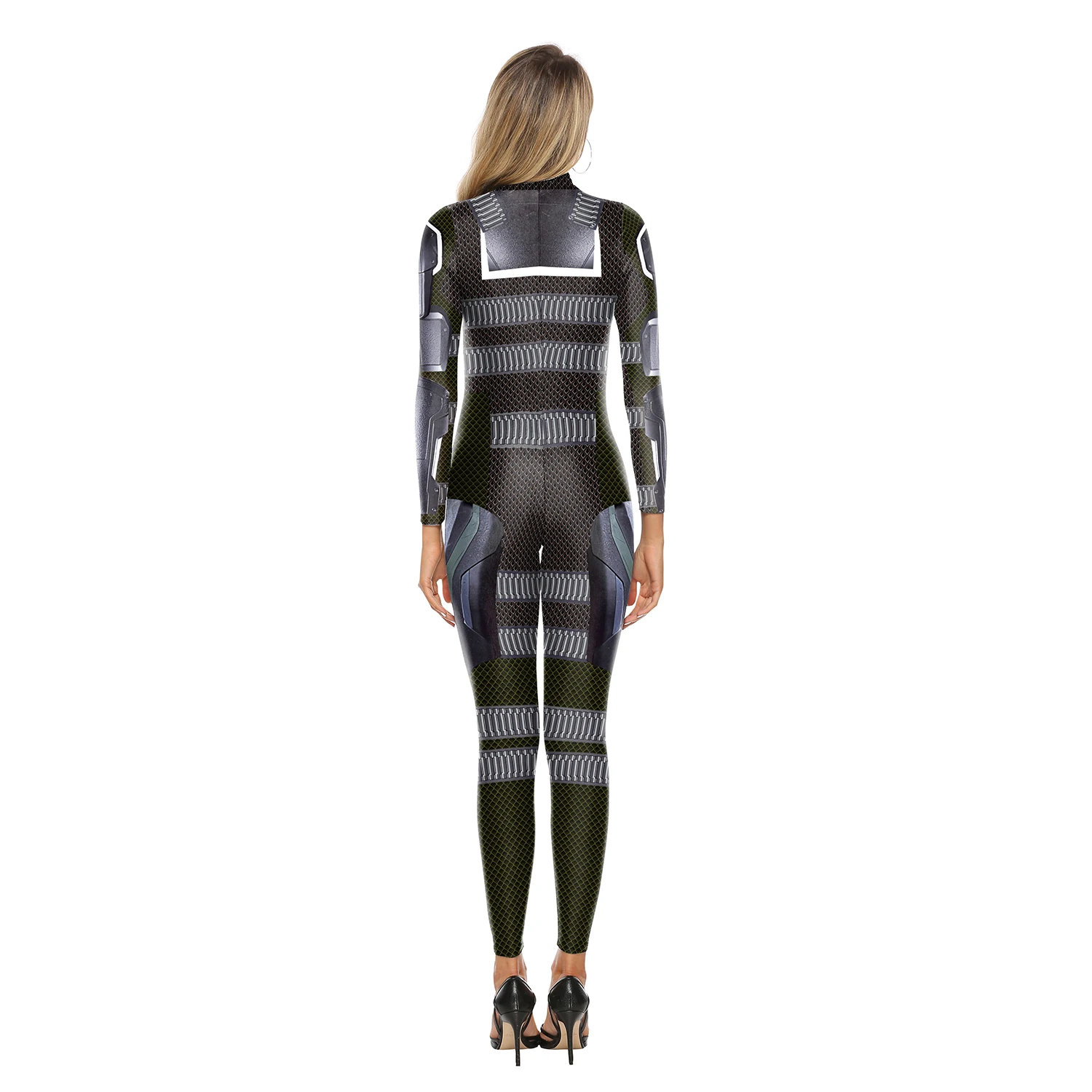 Zawaland Movie Cosplay Costume Unisex Fitness Zentai Bodysuit Punk Style Long Sleeve Jumpsuits with Back Zipper Halloween Outfit