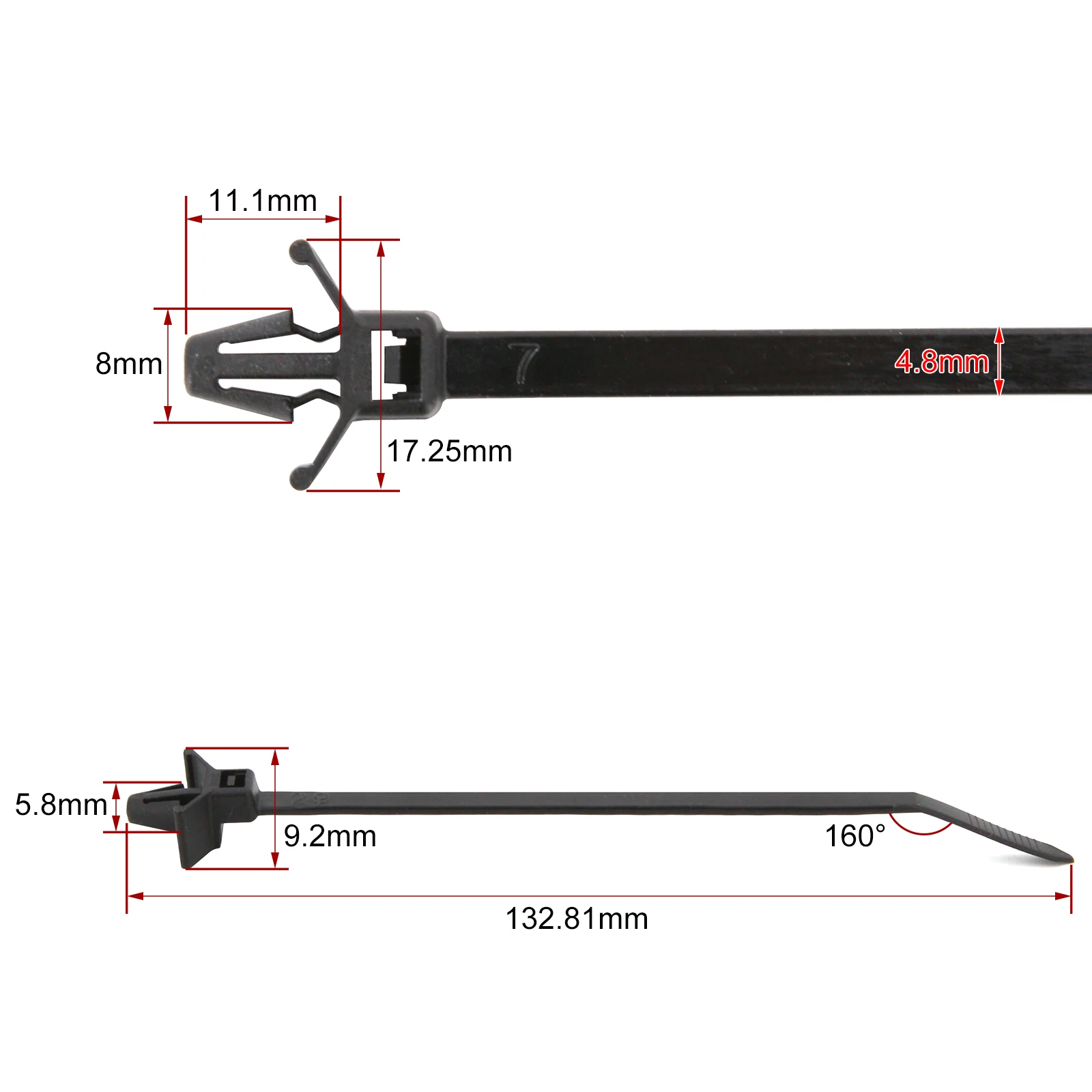 Cars Mount Wire Tie Clip Releasable Nylon Tie Wrap Cable Fastening Clips Self-locking Plastic Zip Tie for Audi BMW Toyota Honda