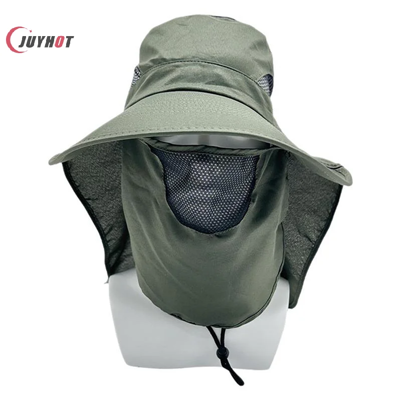 Face Neck Protection Beach Cap For Men Detachable Quick Drying Anti-UV Bucket Hat All-directional Shawl Sunscreen Hat Gifts