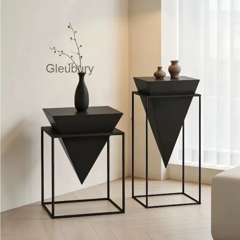 Modern Geometric Side Table Metal Frame Irregular Accent End Table Minimalist Decorative Corner Table For Living Room Furniture