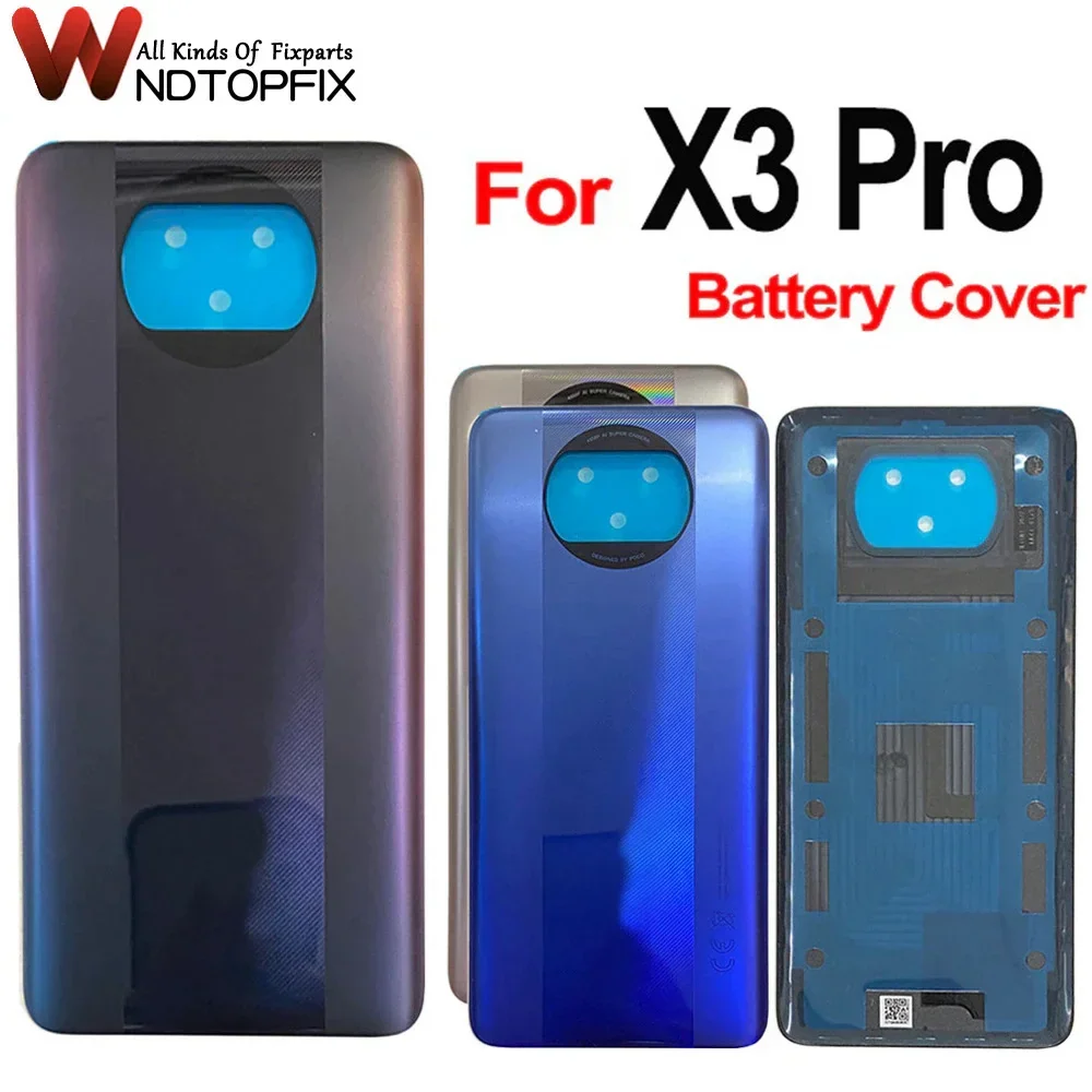 

New For Xiaomi Poco X3 Pro Battery Cover Back Glass Panel Rear Housing Case For Xiaomi Poco X3 Pro Battery Cover With Adhesive